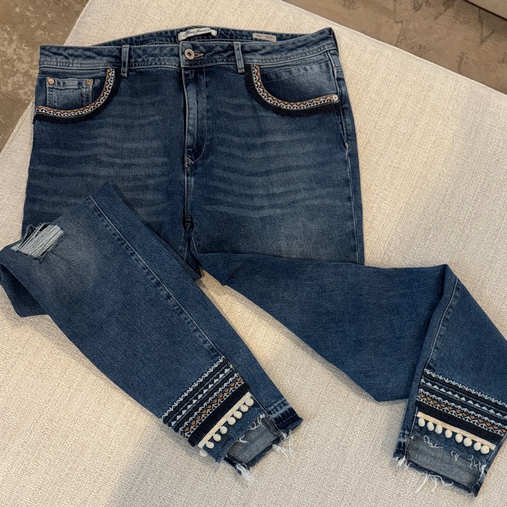 Mavi Dark Blue Skinny Jeans with Embellishments